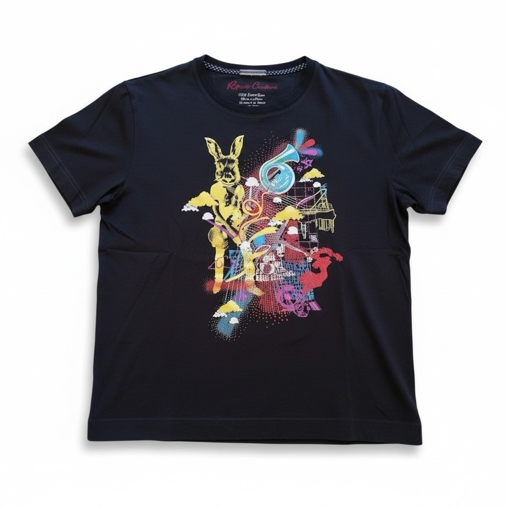 Mens Robert Graham "Rock Festival" rabbit & music‎ band Graphic black t-shirt XL